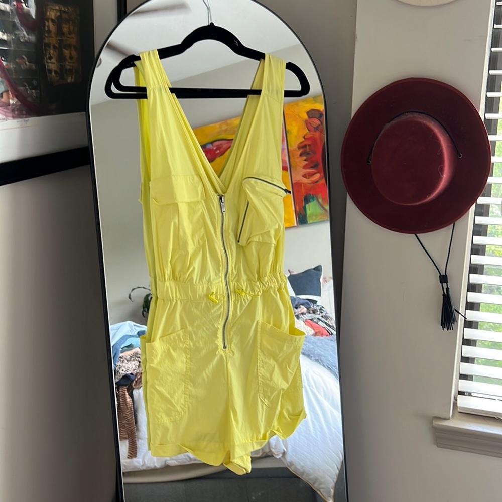 Free People yellow utility romper